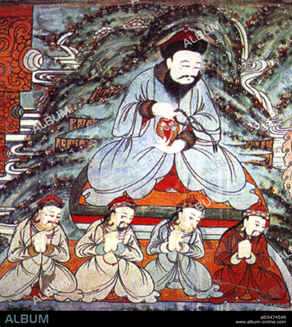 Altan Khan (1507-1582), ruler of the Tumet Mongols and de facto ruler of the Right Wing, or western tribes, of the Mongols, was the grandson of Dayan Khan (1464-1543), a descendant of Kublai Khan (1215-1294), who had managed to unite a tribal league between the Khalkha Mongols in the north and the Chahars (Tsakhars) to the south. His name means 'Golden Khan' in Mongolian. Altan Khan is particularly remembered for re-establishing ties between Mongolia and the religious leaders of Tibet. Altan Khan first invited the Sonam Gyatso to Tumet in 1569, but apparently he refused to go and sent a disciple instead, who reported back to him about the great opportunity to spread Buddhist teachings throughout Mongolia.