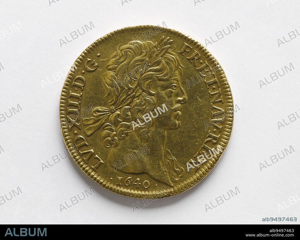 Pièce de dix louis d'or à la tête laurée de Louis XIII, 1640, Warin ou Varin, Jean (dit Jean II), Graveur en médailles, Array, Numismatique, Monnaie, Paris, Diameter: 4.5 cm, Weight (type size): 67.1 g.