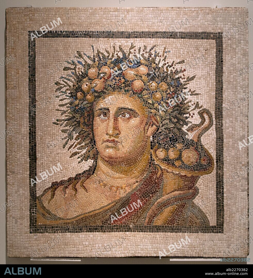 . Mosaico GENIO DEL AÑO. Arte romano, siglo II d.C.. Procedencia: Aranjuez (Madrid). MUSEO ARQUEOLOGICO NACIONAL.