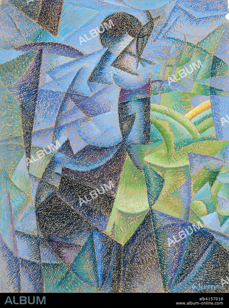 Gino Severini (Cortona 1883 - París 1966). Mujer en la ventana (1914). Pastel sobre papel. 64,5 x 50,5 cm.