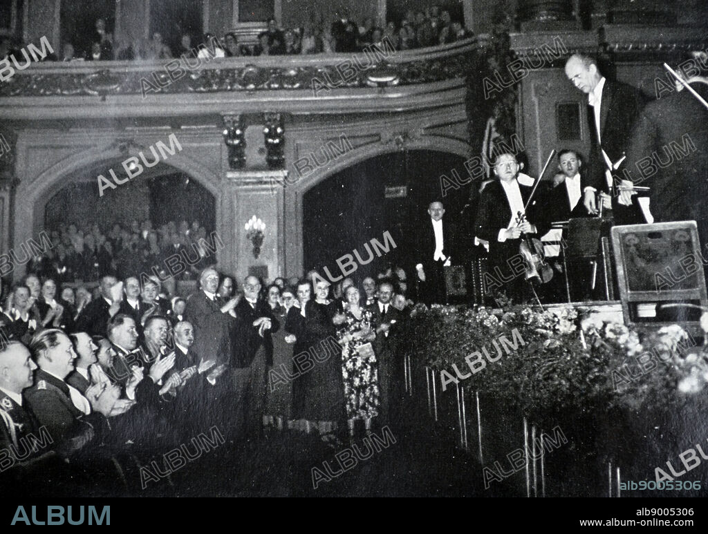 Adolf Hitler 1889-1945. German politician greets Gustav Heinrich Ernst Martin Wilhelm Furtwängler (January 25, 1886 November 30, 1954) was a German conductor and composer.