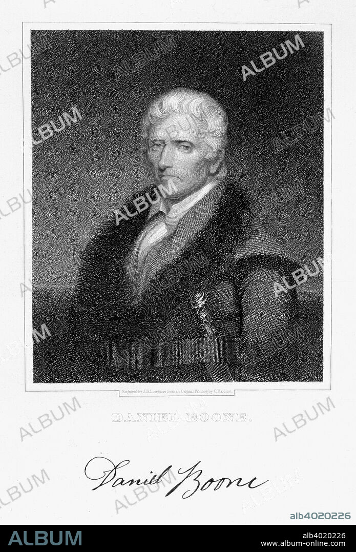 Daniel Boone, American pioneer and hunter, (19th century). Daniel Boone (1736-1813) became a popular folk hero for his exploits beyond the western frontier of the Thirteen Colonies, leading to the settlement of what would become the state of Kentucky.