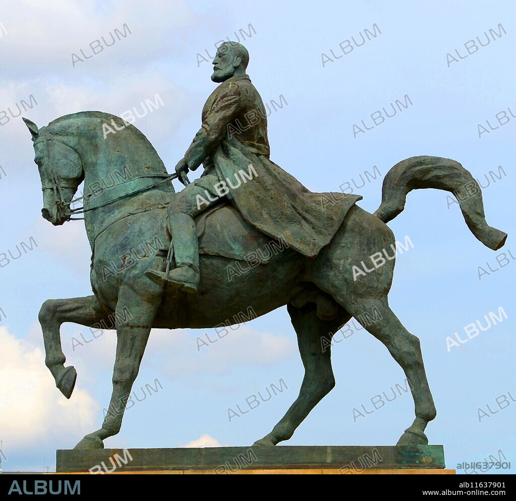 The equestrian statue of Carol I is a monument in Romania, situated in the central zone of Bucharest, on Calea Victoriei. The massive statue, cast in bronze, represents Carol I of Romania, the first King of Romania, mounted on his horse. The founder of the Romanian Dynasty, during his reign Romania conquered its independence from the Ottoman Empire, in 1877, in the course the Russo-Turkish War, known in Romania as the War of Independence.