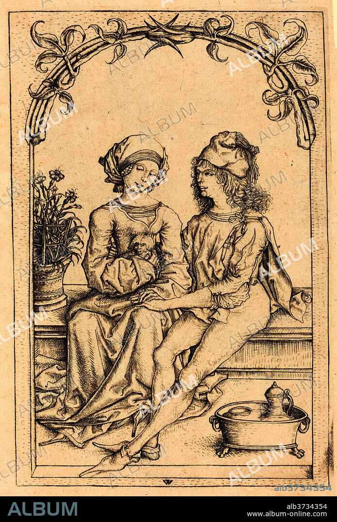 WENZEL VON OLMUTZ AFTER MASTER OF THE HOUSEBOOK. The Lovers. Dated: c. 1490. Medium: engraving.