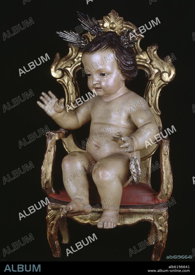 LUISA ROLDAN (1654-1704) LA ROLDANA. NIÑO JESUS SENTADO - SIGLO XVII - ESCULTURA POLICROMADA/BARRO COCIDO  - FOTO AÑOS 90.
