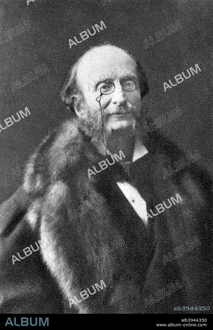 Jacques Offenbach, German-born French composer, 1878. Offenbach (1819-1880) is regarded as one of the pioneers of the operetta. His operettas, which included Orpheus in the Underworld and La Belle Helene were very popular in both the French and English speaking worlds in the 1850s and 1860s. A photograph from Album de Photographies, Dans L'Intimite de Personnages Illustres, 1850-1950, Editions MD, 22 Rue de L'Arcade, Paris 8, 1850-1950.