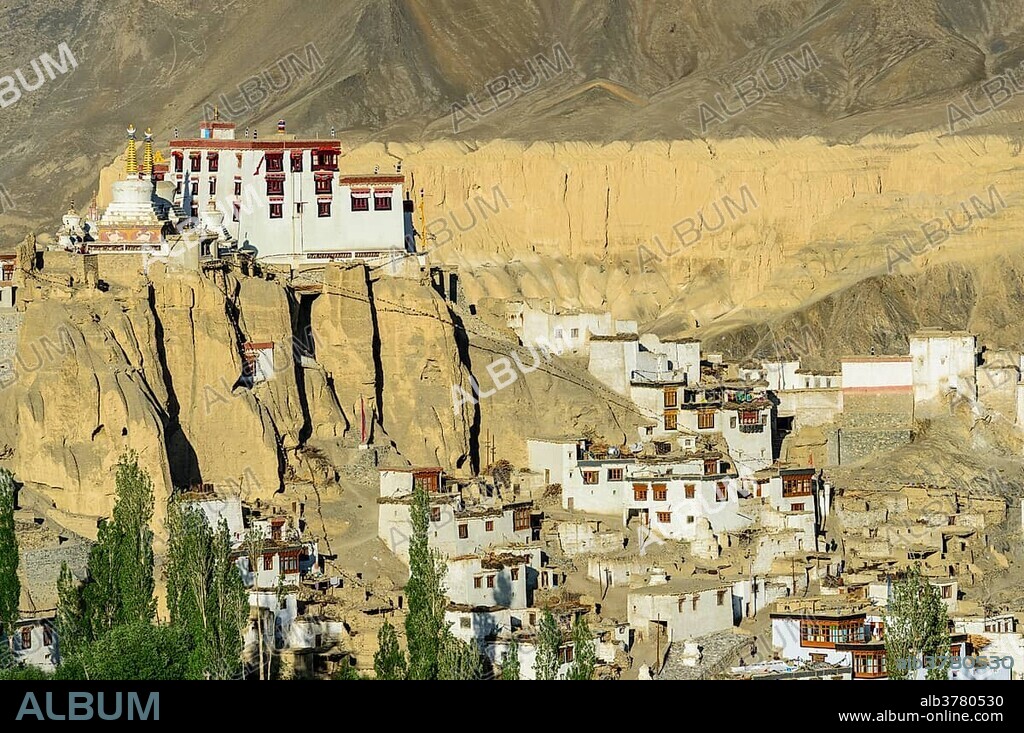 Lamayuru Gompa, the oldest and largest existing monastery in Ladakh, built on a hill, Ladakh, Jammu and Kashmir, India