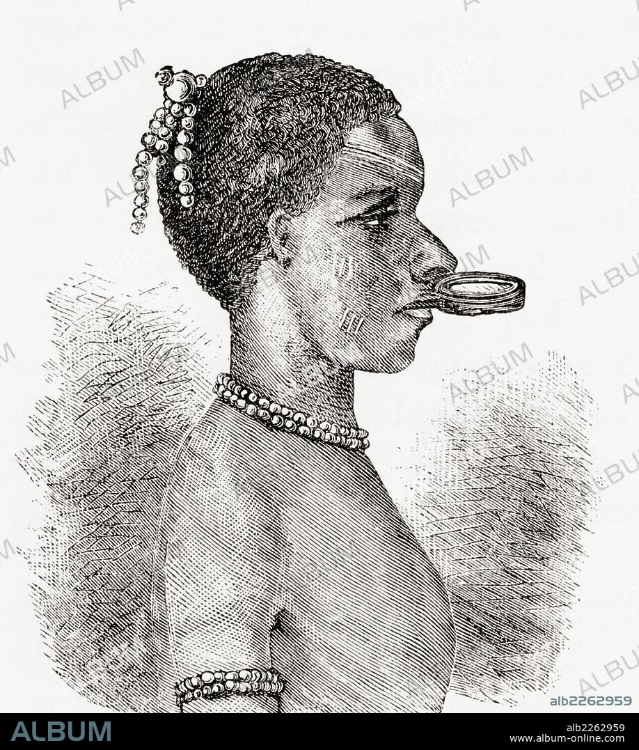 A Native African Woman Wearing A Lip Piercing Known As A Pelele.