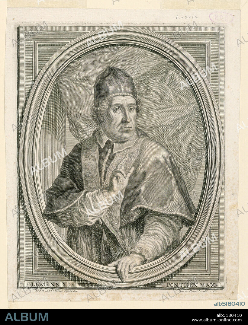Portrait of Pope Clement XI, Girolamo Rossi, Italian, 1547 - 1588, Engraving on paper, Italy, ca. 1712, Print, Print.
