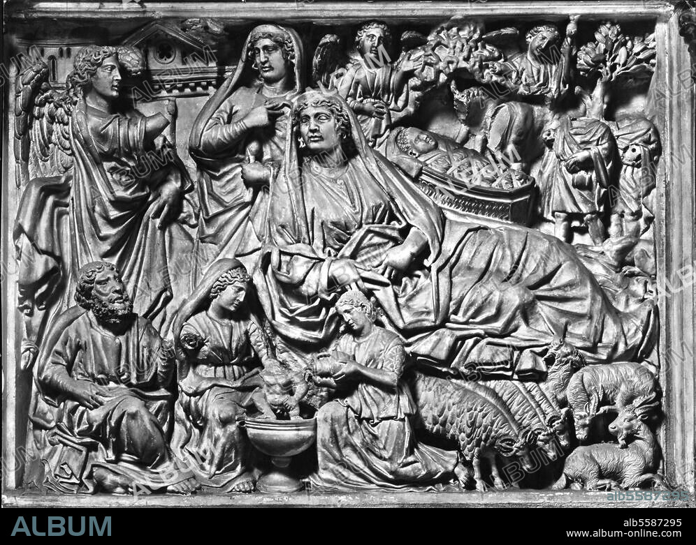 Pisano, Niccolo um 1225 - 1278. "Christi Geburt", um 1260. Relief. Pisa, Baptisterium, Marmorkanzel.