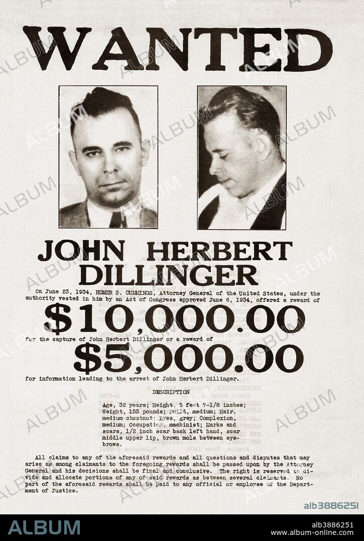 A John Dillinger wanted poster.