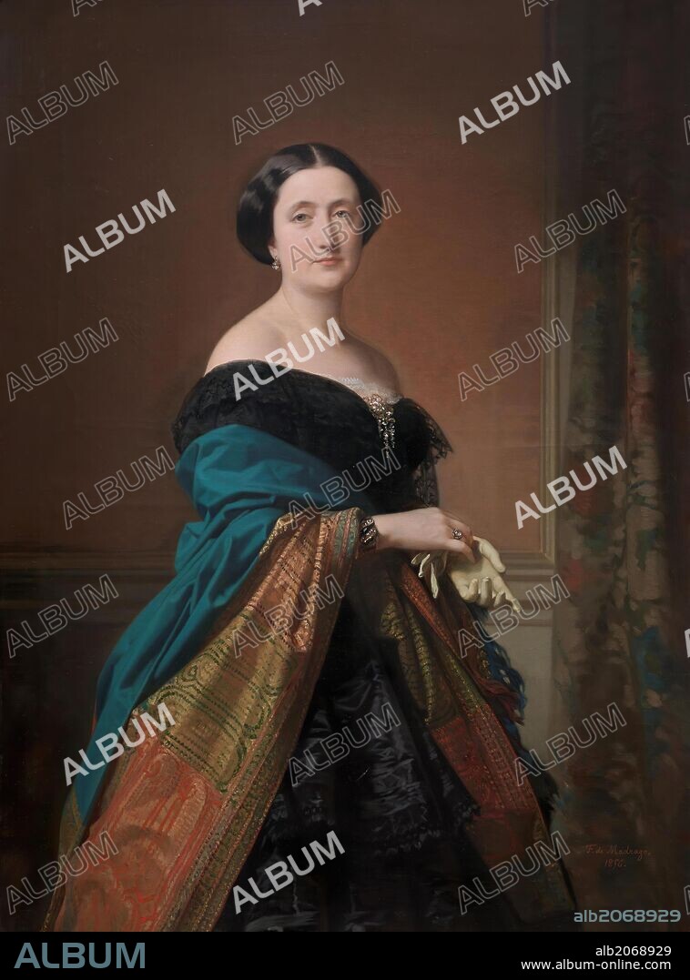 Federico de Madrazo y Kuntz / 'Saturnina Canaleta de Girona', 1856, Escuela Española, Óleo sobre Lienzo, 123 cm x 90 cm, P02814.