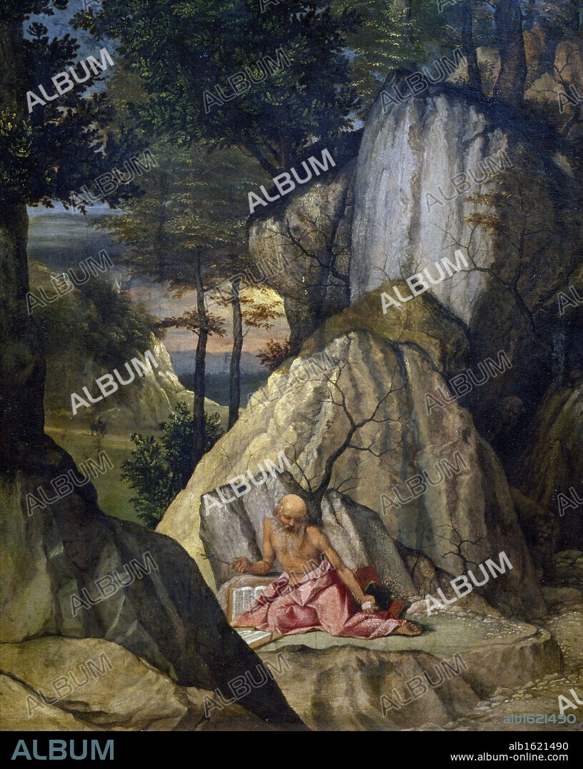 Saint Jerome in the Desert by Lorenzo Lotto,  1506,  (Circa 1480-1556),  France,  Paris,  Musee du Louvre.