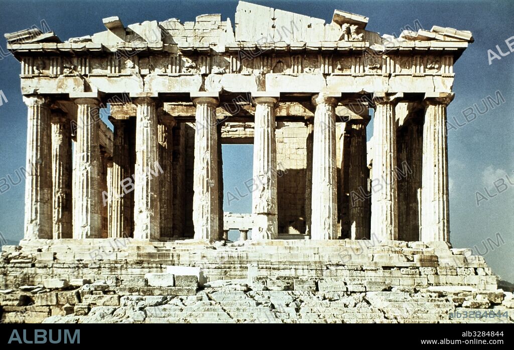 Acropolis de Atenas. Partenón. Conjunto exterior de las ruinas, 447-432 a.c.