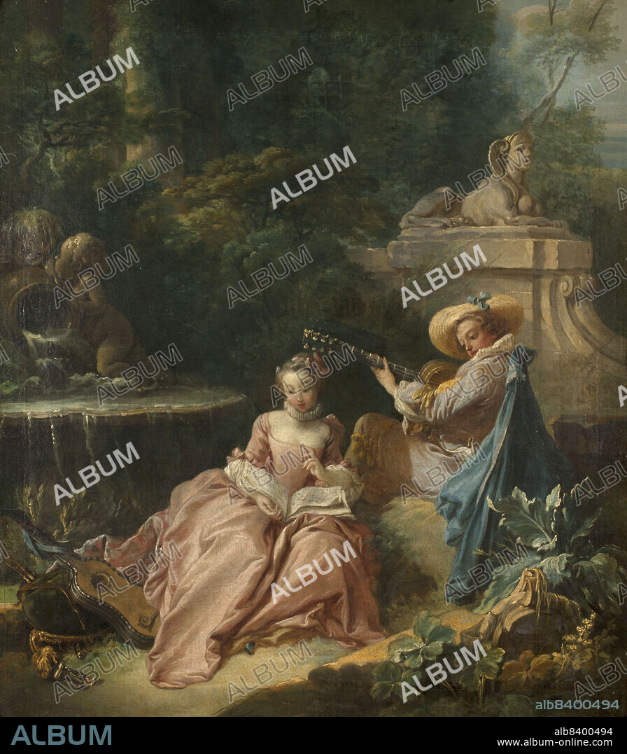 FRANCOIS BOUCHER. La Leçon de musique, 18th century. The music lesson.