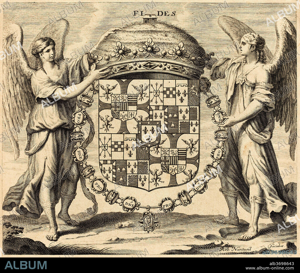 ROBERT NANTEUIL. Arms of Charles II, Duc de Mantoue. Medium: engraving.