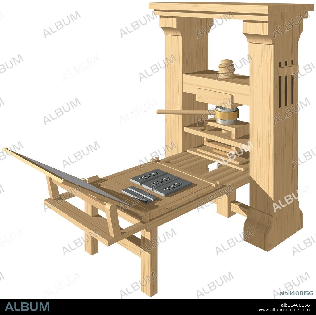 Movable-type printing press, illustration