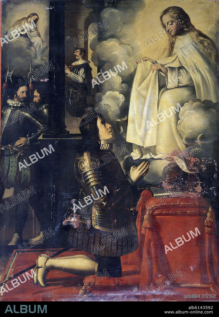 CRISTÓBAL DE ACEVEDO. APARICION DE LA VIRGEN A JAIME DE ARAGON - SIGLO XVII - BARROCO ESPAÑOL.