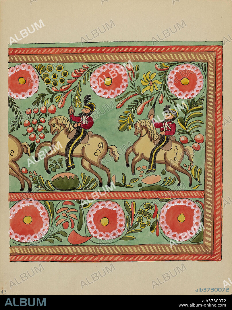 AMERICAN 20TH CENTURY. Plate 43: Painted Chest Design: From Portfolio "Spanish Colonial Designs of New Mexico". Dated: 1935/1942. Dimensions: overall: 35.6 x 28 cm (14 x 11 in.). Medium: screenprint on paper.