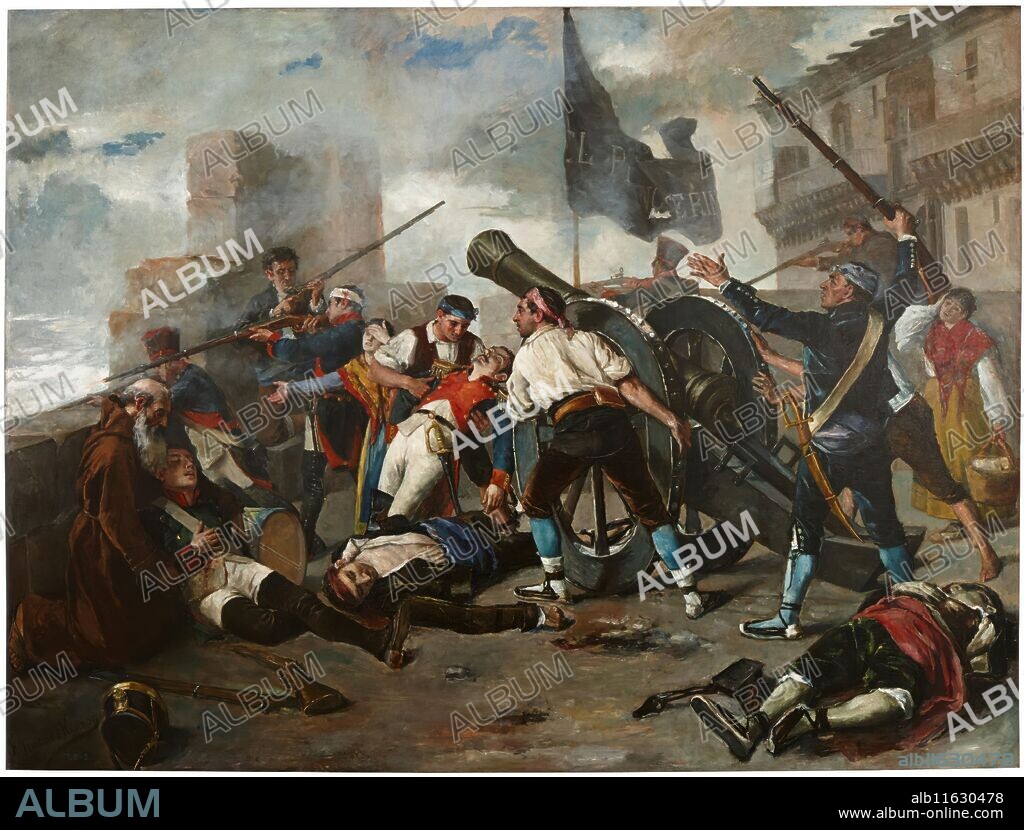 FEDERICO JIMÉNEZ NICANOR. Federico Jiménez Nicanor / 'El Pilar does not surrender'. Ca. 1885. Oil on canvas.