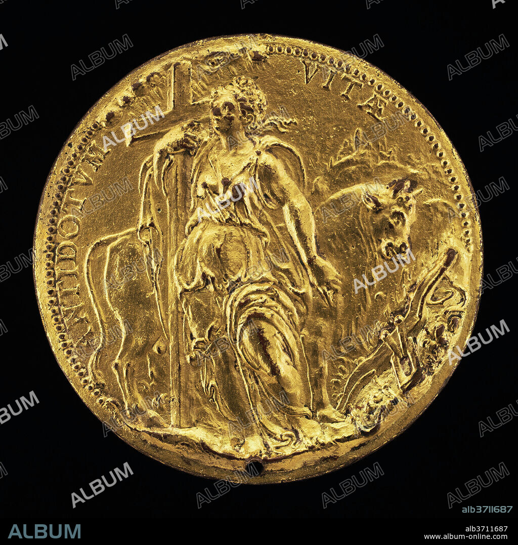 GIOVANNI ANTONIO DE' ROSSI. Religion and an Ox [reverse]. Medium: gilt bronze.