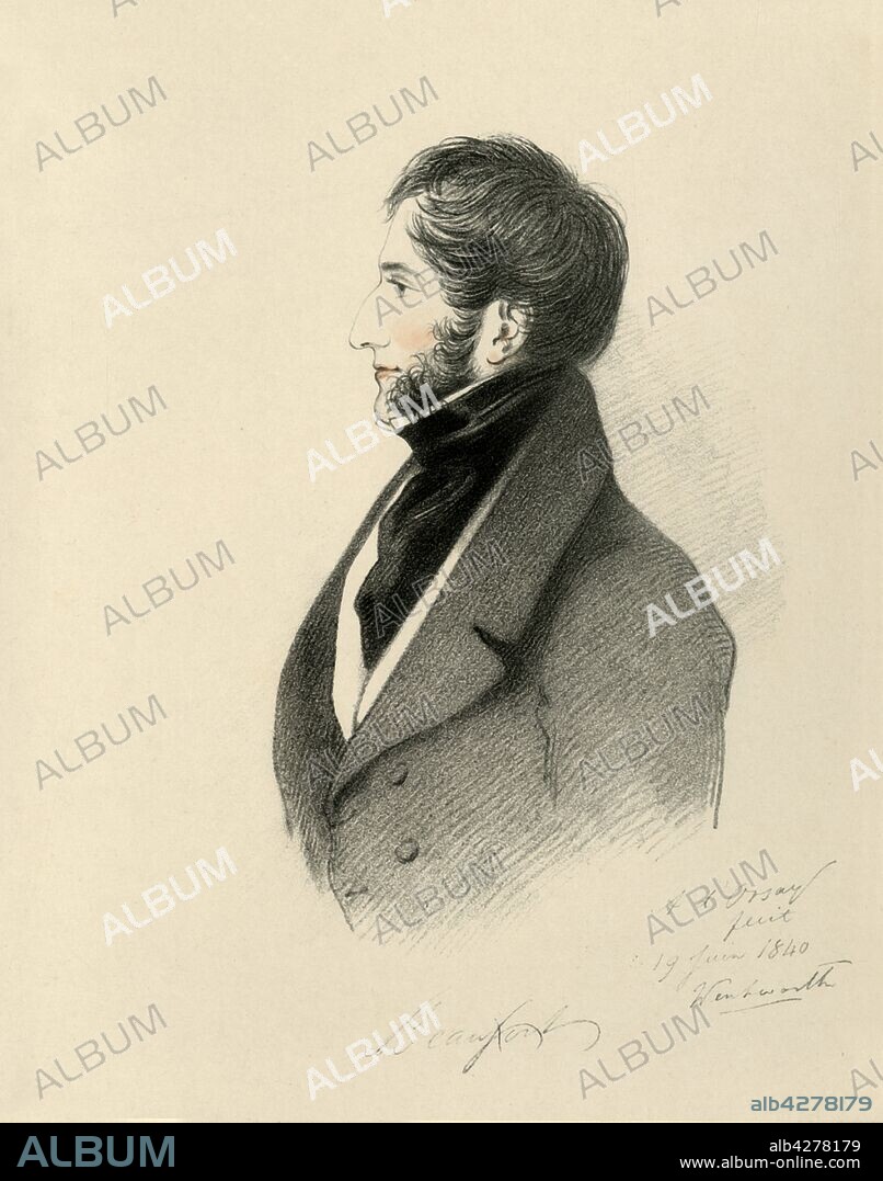 RICHARD JAMES LANE. 'The Duke of Beaufort', 1840. Portrait of Henry Somerset, 7th Duke of Beaufort (1792-1853), British politician and soldier. From "Portraits by Count D'Orsay", an album assembled by Lady Georgiana Codrington. [1850s].