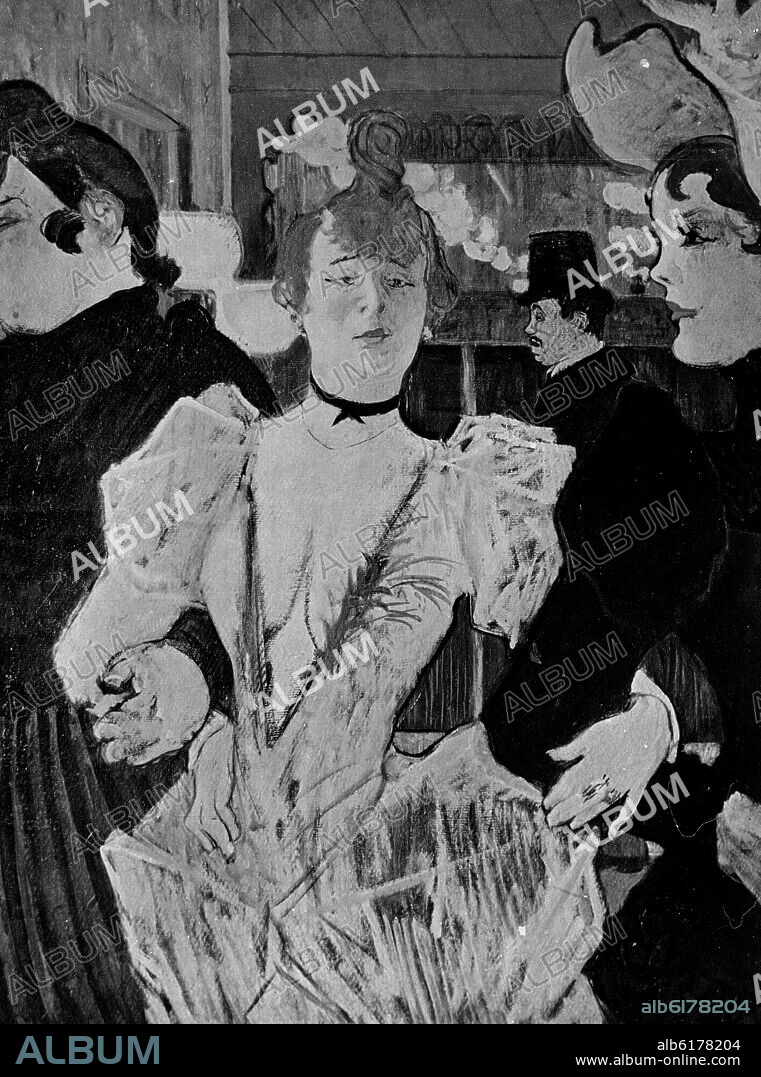 HENRI MARIE RAYMOND DE TOULOUSE-LAUTREC. LA GOULUE EN EL MOLIN ROUGE - 1892 - FOTOGRAFIA EN BLANCO Y NEGRO.