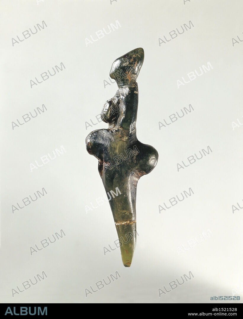 Prehistory, Italy, Liguria region, Aurignacian period - Venus of Grimaldi, green steatite figurine from Balzi Rossi caves (Imperia province).