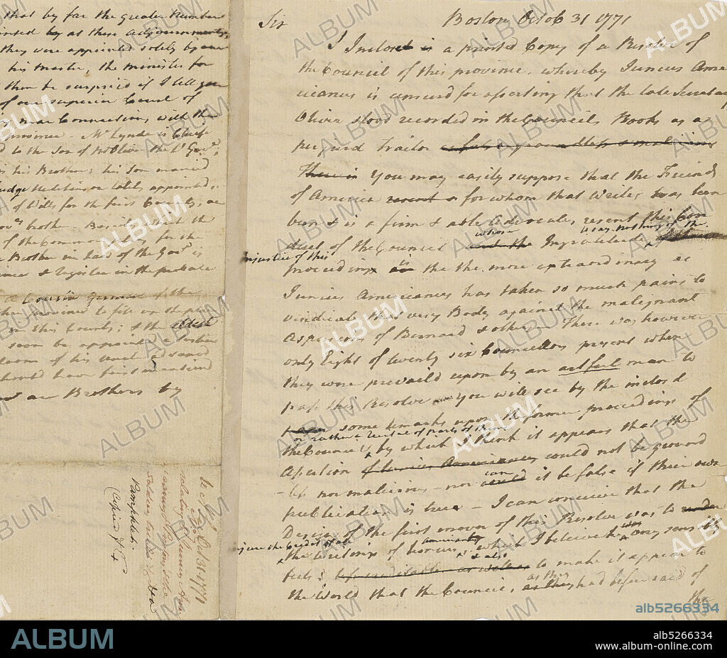Letter to Arthur Lee, text, Correspondence, 1771, Adams, Samuel, 1722-1803.