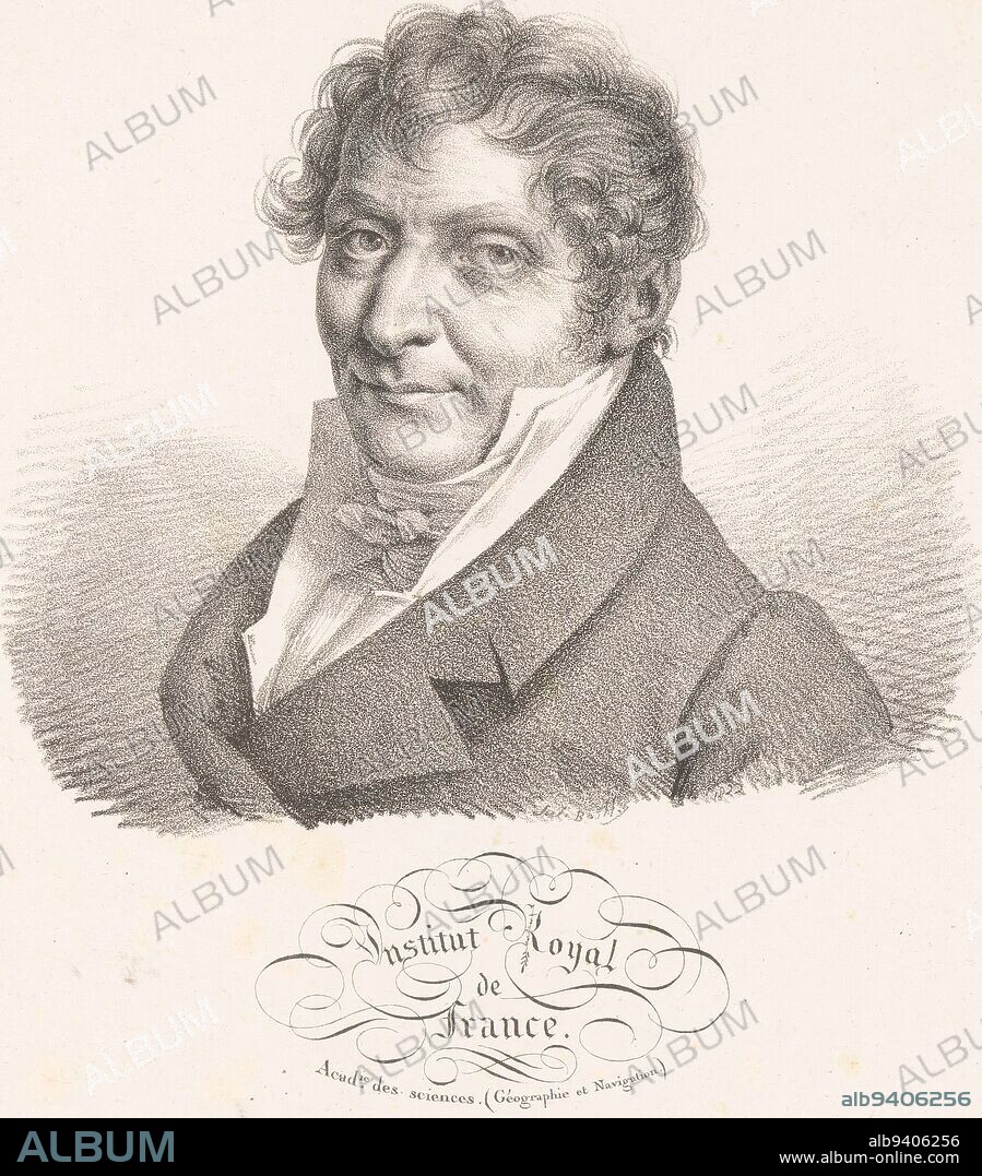 Portrait of the engineer Charles-François Beautemps-Beaupré, Julien-Léopold Boilly, 1822, print maker: Julien-Léopold Boilly, (mentioned on object), publisher: Antoine François Piéri-Bénard, Paris, 1822, paper, h 329 mm - w 254 mm.