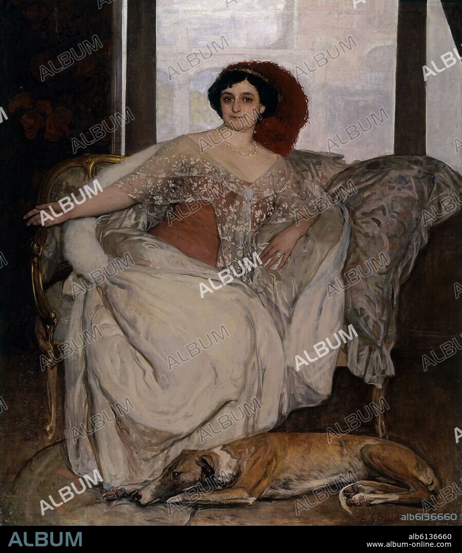 ANSELMO MIGUEL NIETO (1881-1964). 'Portrait of María Guerrero', 1914, Oil on canvas, 175 x 154 cm.