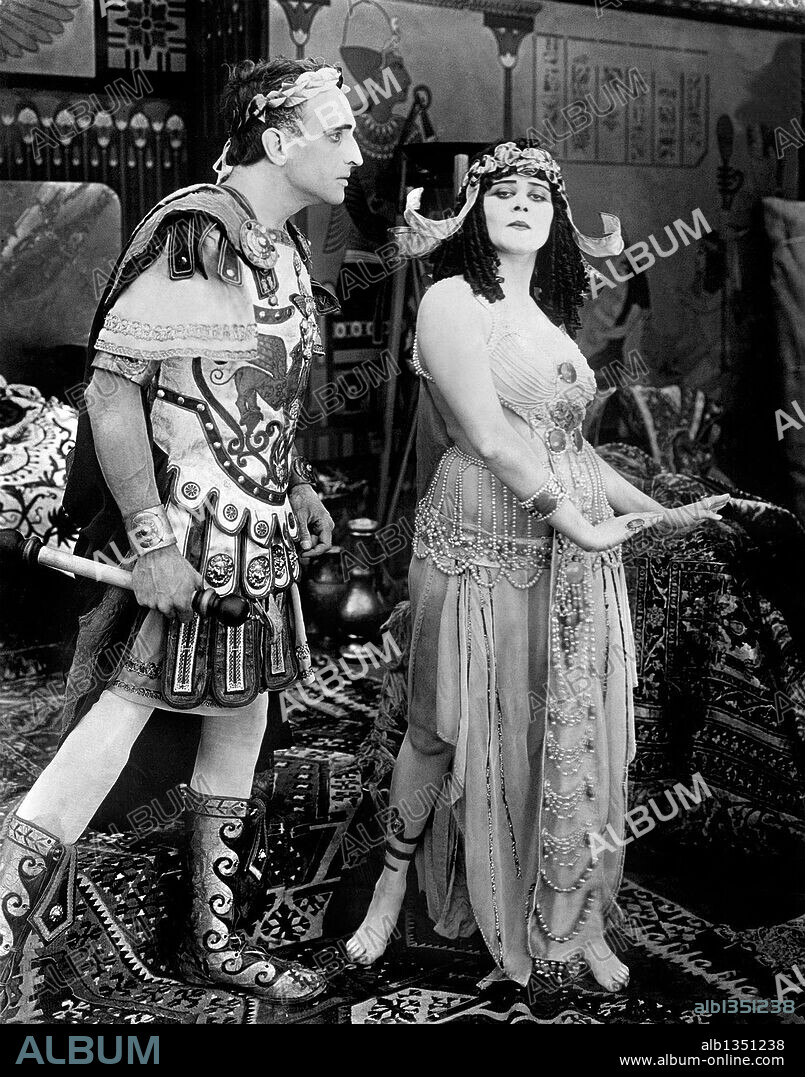 FRITZ LEIBER and THEDA BARA in CLEOPATRA, 1917, directed by J. GORDON EDWARDS. Copyright FOX FILMS.