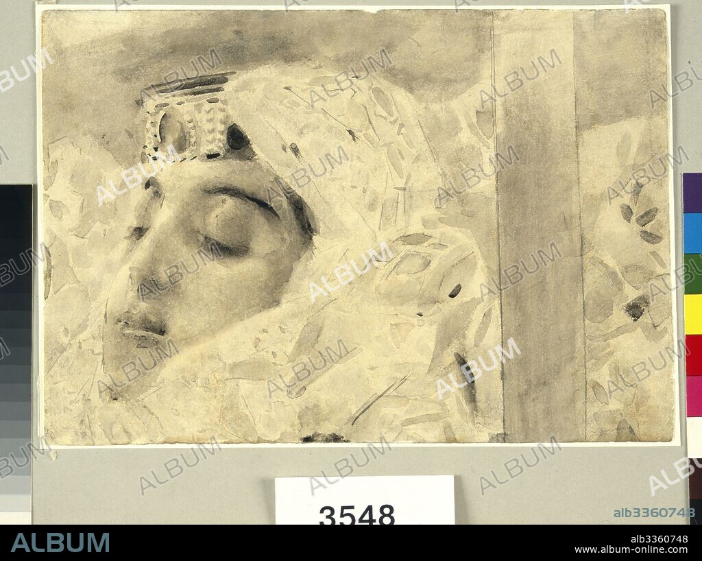 MIKHAIL ALEXANDROVICH VRUBEL. Tamara in the coffin. Illustration to the poem "The Demon" by Mikhail Lermontov.