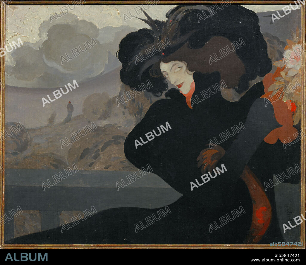 GEORGES DE FEURE. La femme au chapeau noir-Woman with black hat,1898. Canvas, 59,5 x 72,5 cm.