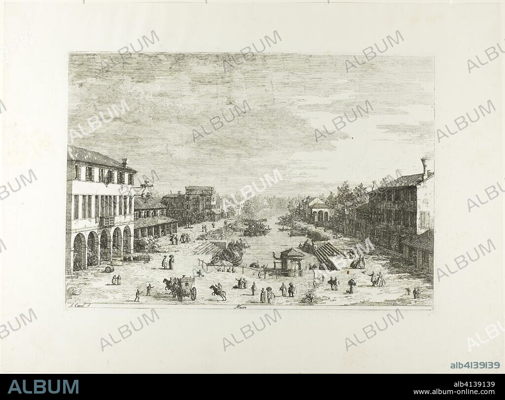 Mestre, from Vedute. Canaletto; Italian, 1697-1768. Date: 1735-1744. Dimensions: 293 x 430 mm (image); 302 x 435 mm (plate); 434 x 586 mm (sheet). Etching in black on ivory laid paper. Origin: Italy.