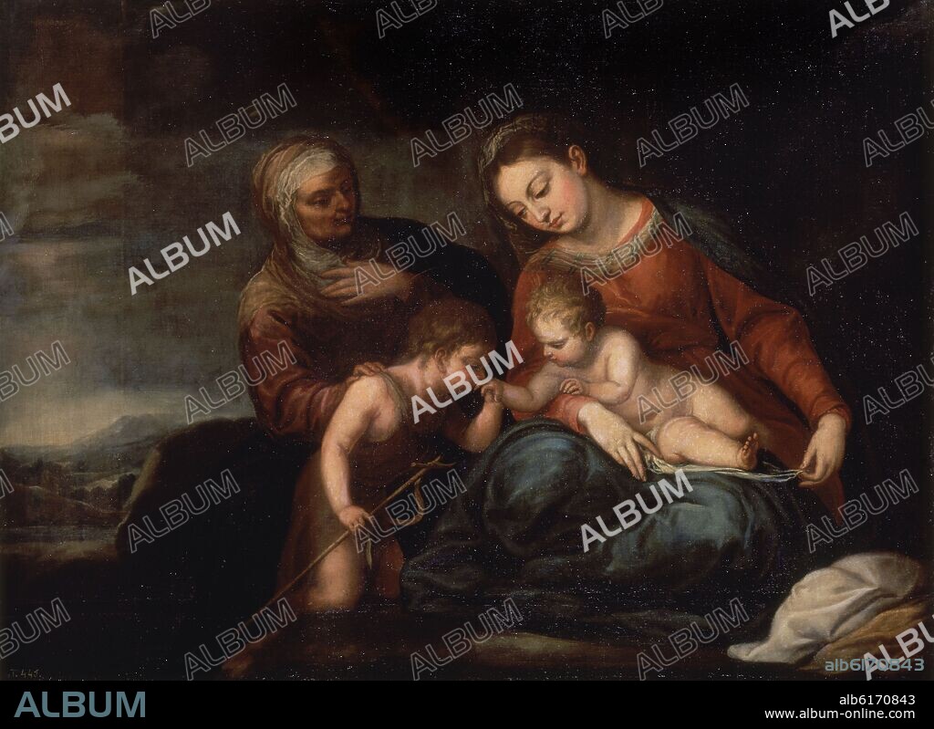 PEDRO ATANASIO BOCANEGRA (1638/1689). LA VIRGEN Y EL NIÑO JESUS CON SANTA ISABEL Y SAN JUAN - SIGLO XVII - OLEO/LIENZO - 127 x 166 cm - NP 619 - BARROCO ESPAÑOL -.