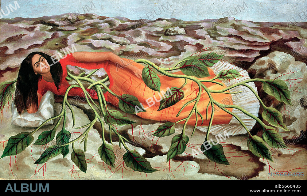 FRIDA KAHLO. Kahlo, Frida; Mexican paintress; 1907-1954. "Roots", 1943. Oil on metal, 30.5 × 49.9cm. Private Collection.
