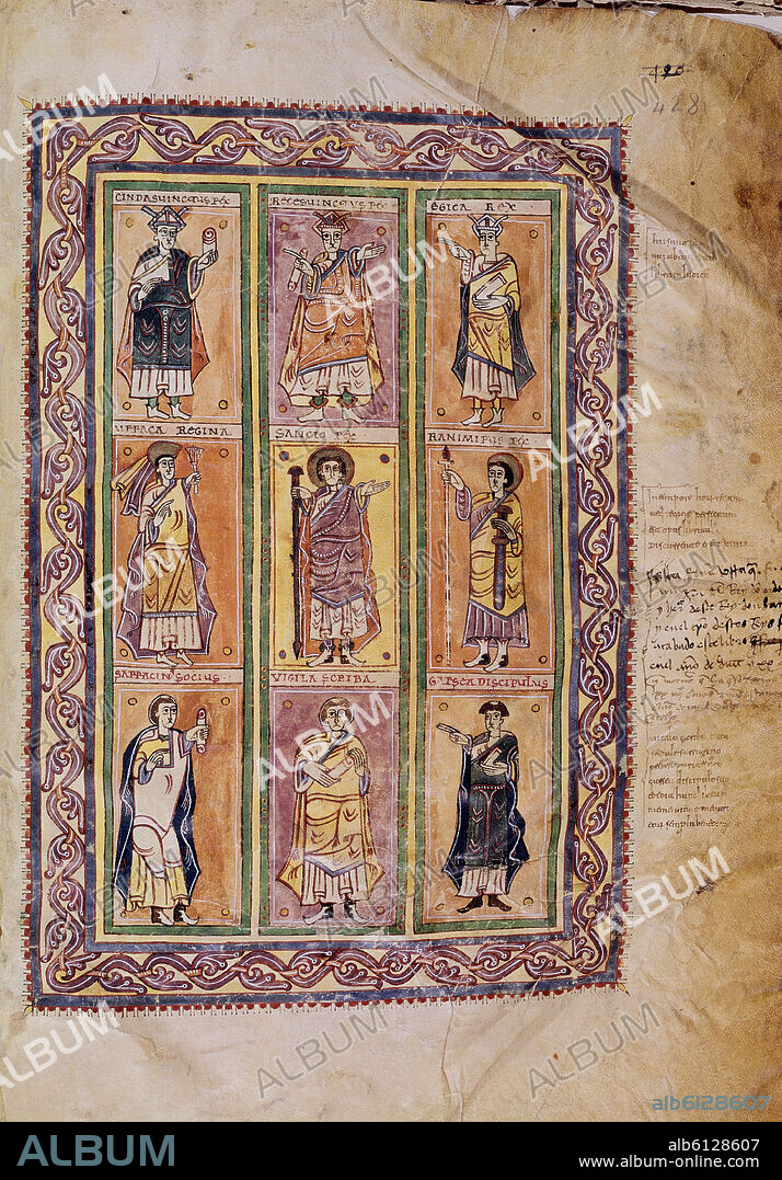 CODICE ALBENDENSE O CONCILIORUM O VIGILANUS- MANUSCRITO DEL AÑO 976- REYES VISIGODOS Y TRES DE LOS AUTORES COPISTAS - F 428.