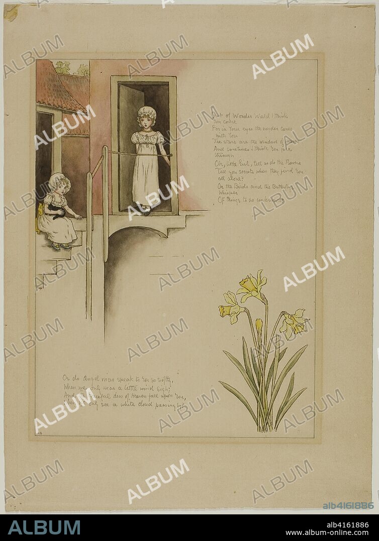Study for From Wonder World, from Marigold Garden. Kate Greenaway; English, 1846-1901. Date: 1885. Dimensions: 268 × 195 mm. Pen and brown ink and watercolor on cream wove paper. Origin: England.
