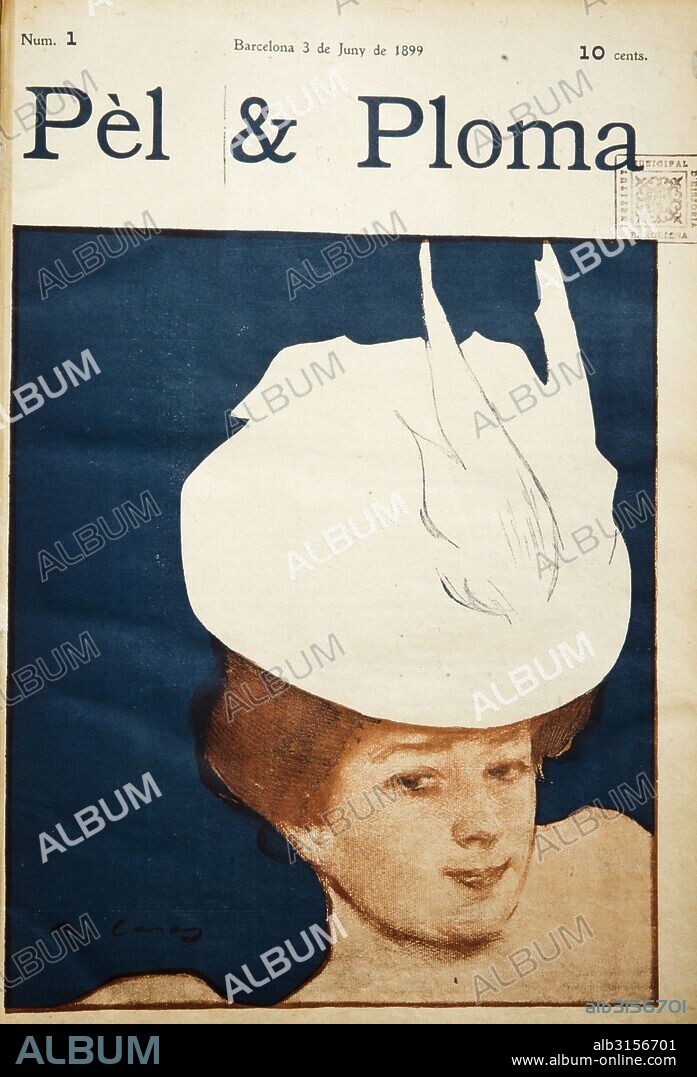 RAMON CASAS. PORTADA DE LA REVISTA PEL I PLOMA, Nº 1, 3 DE JUNIO DE 1899.