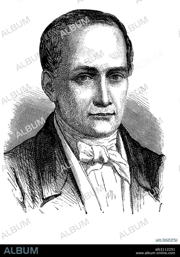 Joseph Nicéphore Niépce (1765-1833), francés, inventor de la fotografía. Grabado de 1873.