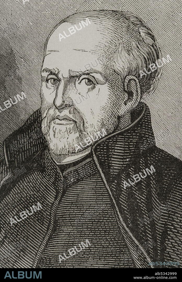 Juan de Mariana, also known as Father Mariana (1536-1624). Spanish Jesuit theologian and historian. Portrait. Engraving. Historia General de España by Father Mariana. Madrid, 1852.
