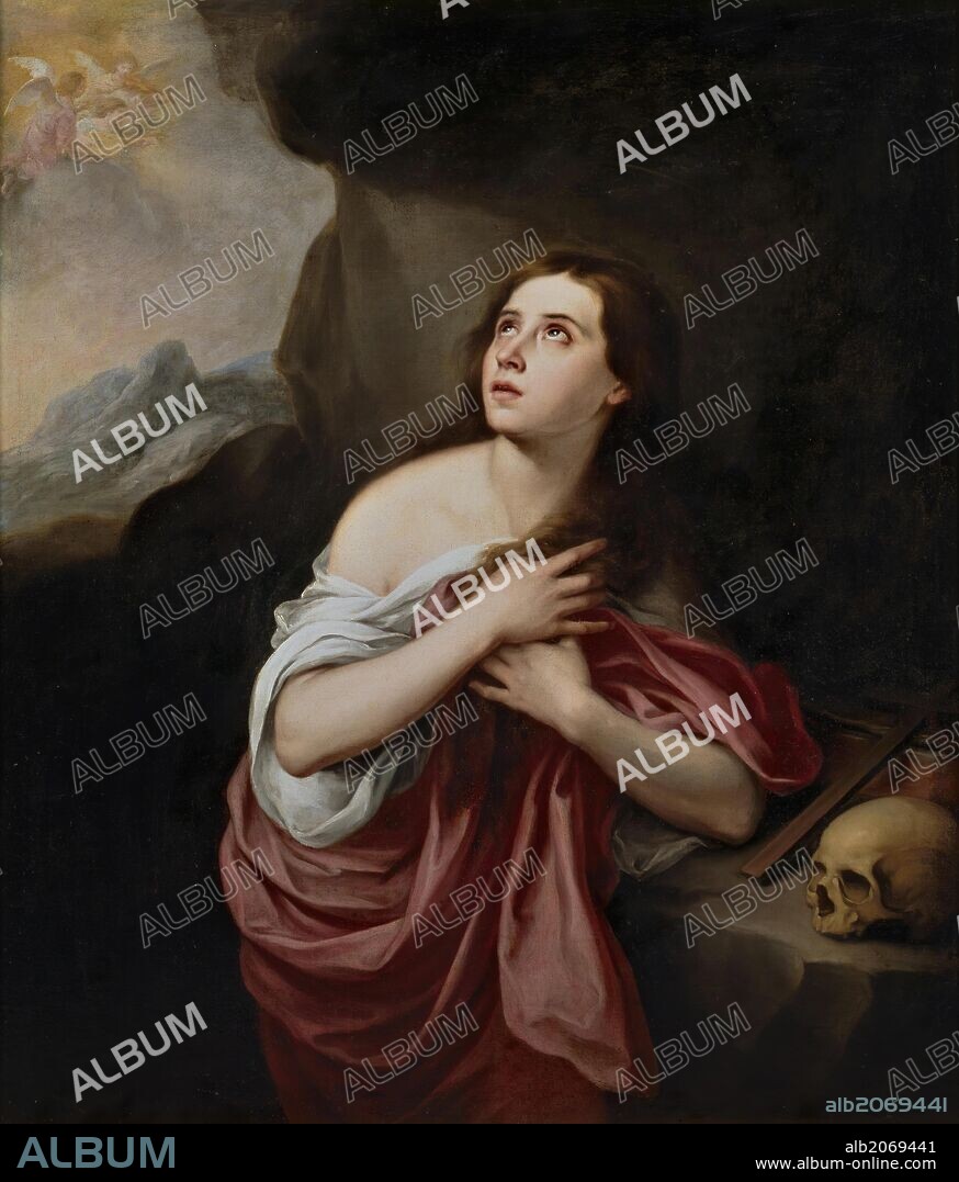 BARTOLOMÉ ESTEBAN MURILLO (copia). Bartolomé Esteban Murillo (Copia) / 'Magdalena penitente', Siglo XVII, Escuela Española, Óleo sobre Lienzo, 125 cm x 107 cm, P01008.