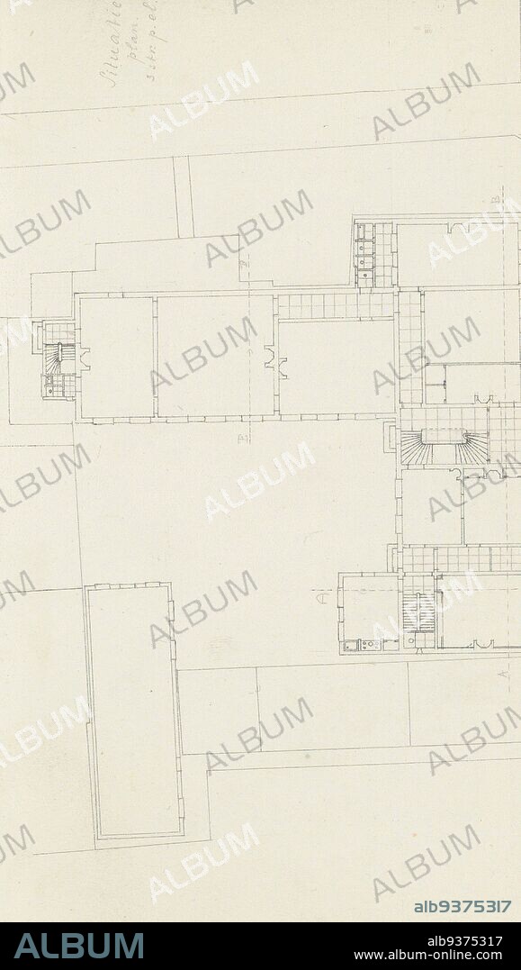 Page 17 from a 164-page sketchbook, Floor plan, draughtsman: Willem Springer jr., c. 1864, pen, Willem Springer jr., c. 1864.