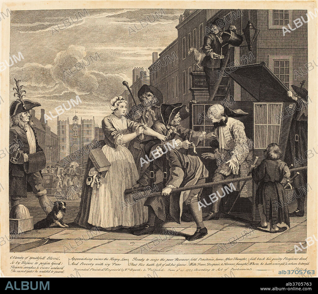 WILLIAM HOGARTH. A Rake's Progress: pl.4. Dated: 1735. Medium: etching and engraving.