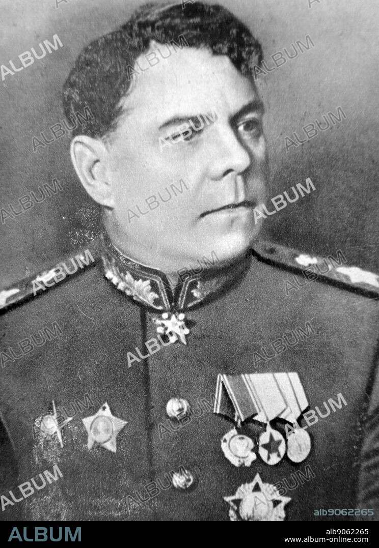 Aleksandr Mikhailovich Vasilevsky (1895 - 1977) was a Russian career officer in the Red Army who was promoted to the rank of Marshal of the Soviet Union in 1943. He was the Chief of the General Staff of the Soviet Armed Forces and Deputy Minister of Defense during World War II, as well as Minister of Defense from 1949 to 1953. As the Chief of the General Staff, Vasilevsky was responsible for planning and coordinating almost all decisive Soviet offensives in World War II, from the Stalingrad counteroffensive to the assault on East Prussia and Konigsberg.