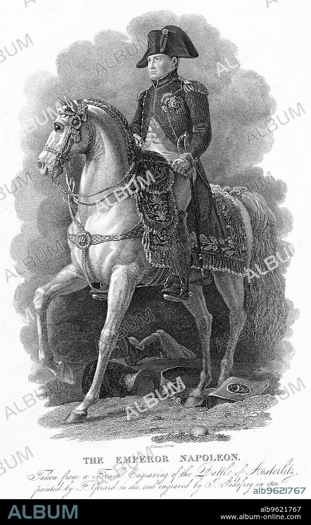 J GODEFROY. 'The Emperor Napoleon', 1805 (1813). Napoleon I (Bonaparte) (1769-1821), Emperor of France from 1804, pictured at the Battle of Austerlitz, 2 December 1805.