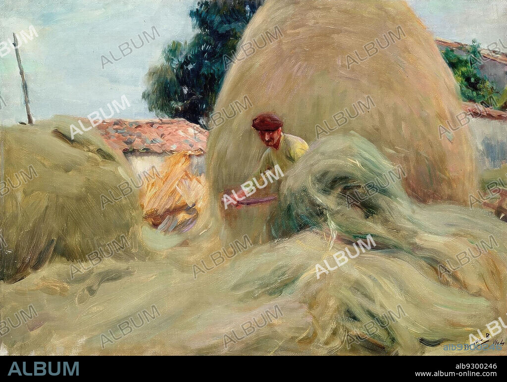 JOAQUIN SOROLLA. Joaquín Sorolla/Amontonando el heno, Asturias 1904. Óleo sobre lienzo.