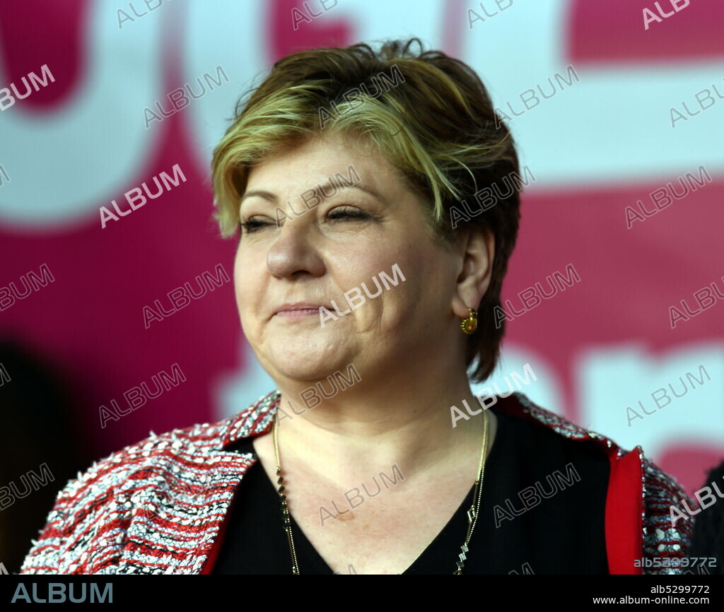 Photograph of Emily Thornberry speaking at the People's Vote demonstration. Emily Anne Thornberry (1960-) a British politician who has served in the Shadow Cabinet of Jeremy Corbyn as Shadow Secretary of State for Foreign and Commonwealth Affairs since 2016, and Shadow First Secretary of State since 2017. She is a candidate for Leader of the Labour Party in the 2020 leadership election.