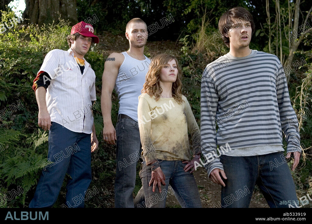 CHAD MICHAEL MURRAY, ELISHA CUTHBERT, JARED PADALECKI and JON ABRAHAMS in HOUSE OF WAX, 2005, directed by JAUME COLLET-SERRA. Copyright WARNER BROS. / VALITUTTI, VINCE.